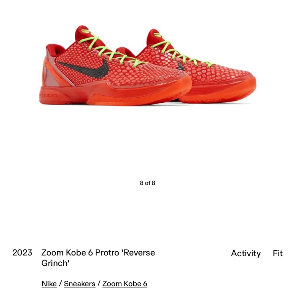 Zoom Kobe 6 Protro 'Reverse Grinches” 2023